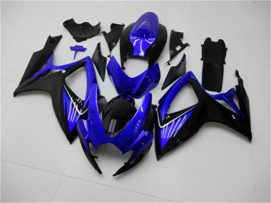 Billigste Suzuki GSXR 600/750 Motorrad Verkleidung 2006-2007 - Blau Glanzendes Schwarz