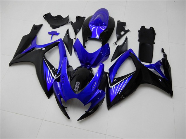 Billigste Suzuki GSXR 600/750 Motorrad Verkleidung 2006-2007 - Blau Glanzendes Schwarz