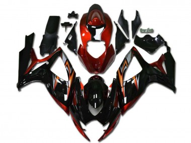 Billigste Suzuki GSXR 600/750 Motorrad Verkleidung 2006-2007 - Orange Silber Glanzendes Schwarz Streifen