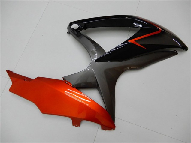 Billigste Suzuki GSXR 600/750 Motorrad Verkleidung 2008-2010 - Orange Grau Glanzendes Schwarz