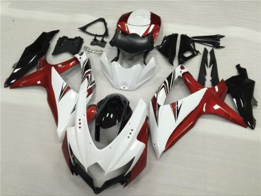 Billigste Suzuki GSXR 600/750 Motorrad Verkleidung 2008-2010 - Weiss Rot Glanzendes Schwarz