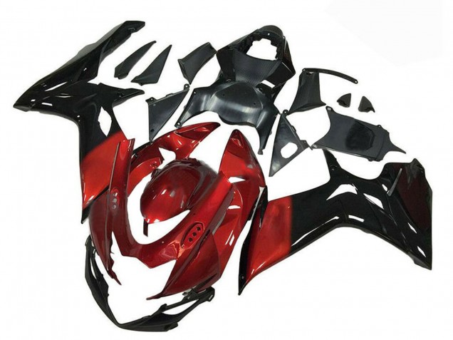 Billigste Suzuki GSXR 600/750 Motorrad Verkleidung 2011-2024 - Rot Glanzendes Schwarz