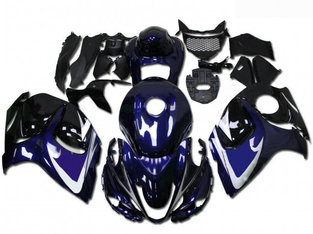 Billigste Suzuki GSXR 1300 Hayabusa Motorrad Verkleidung 2008-2020 - Glanzendes Schwarz Blau Weiss