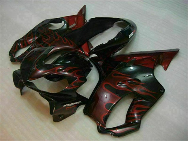 Billigste Honda CBR600 F4i Motorrad Verkleidung 2004-2007 - Glanzendes Schwarz Rot Flamme