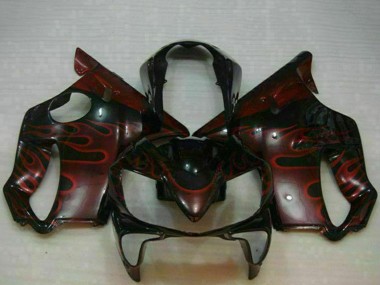 Billigste Honda CBR600 F4i Motorrad Verkleidung 2004-2007 - Glanzendes Schwarz Rot Flamme