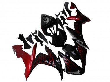 Billigste Yamaha YZF R1 Motorrad Verkleidung 2004-2006 - Glanzendes Schwarz Rot Flamme