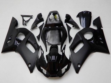 Billigste Yamaha YZF R6 Motorrad Verkleidung 1998-2002 - Glanzendes Schwarz Matt Schwarz