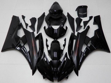 Billigste Yamaha YZF R6 Motorrad Verkleidung Kit 2006-2007 - Glanzendes Schwarz Matt Schwarz
