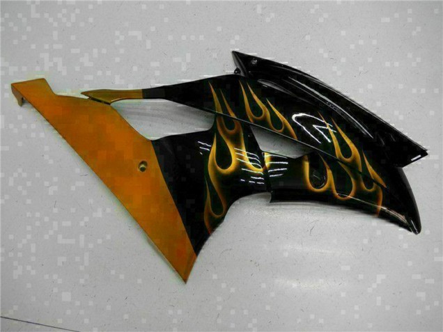Billigste Yamaha YZF R6 Motorrad Verkleidung 2008-2016 - Glanzendes Schwarz Gold Flamme