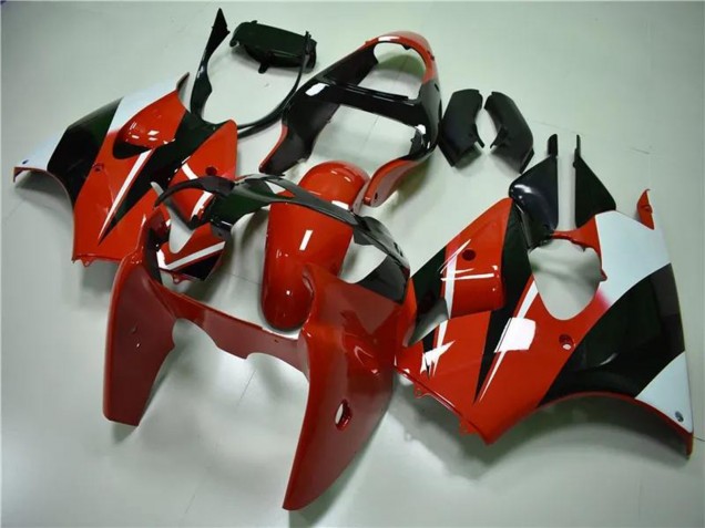 Billigste Kawasaki ZX6R Motorrad Verkleidung 2000-2002 - Weiss Rot Glanzendes Schwarz