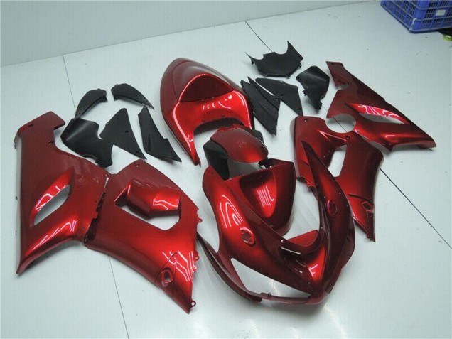 Billigste Kawasaki ZX6R Motorrad Verkleidung 2005-2006 - Bonbon Rot