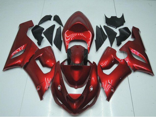 Billigste Kawasaki ZX6R Motorrad Verkleidung 2005-2006 - Bonbon Rot