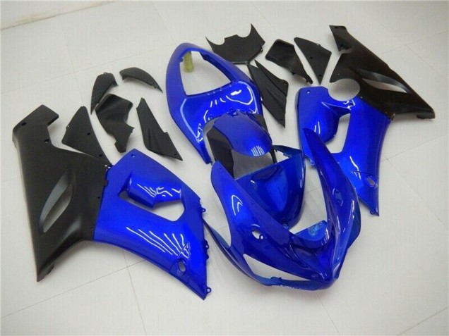 Billigste Kawasaki ZX6R Motorrad Verkleidung 2005-2006 - Blau Matt Schwarz
