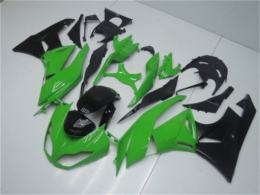 Billigste Kawasaki ZX6R Motorrad Verkleidung Kit 2009-2012 - Grun Glanzendes Schwarz