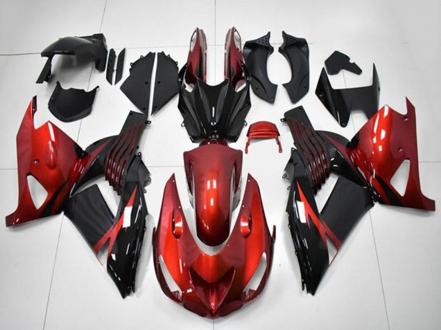 Billigste Kawasaki ZX14R ZZR1400 Motorrad Verkleidung 2006-2011 - Rot Schwarz