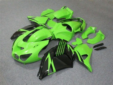Billigste Kawasaki ZX14R ZZR1400 Motorrad Verkleidung 2006-2011 - Grun Glanzendes Schwarz
