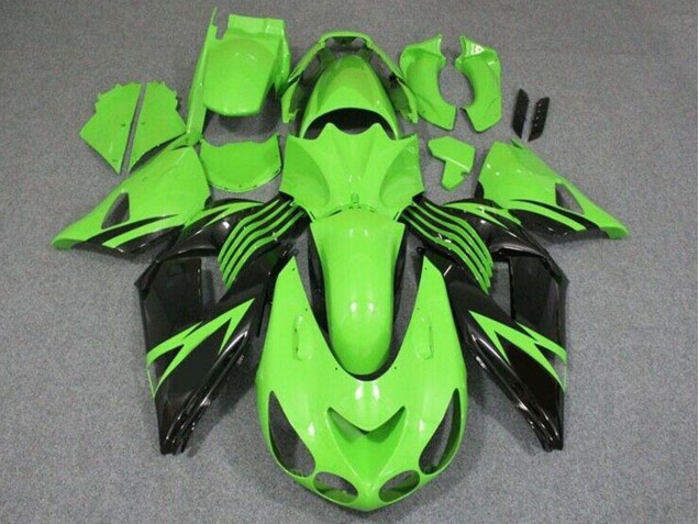 Billigste Kawasaki ZX14R ZZR1400 Motorrad Verkleidung 2006-2011 - Grun Glanzendes Schwarz