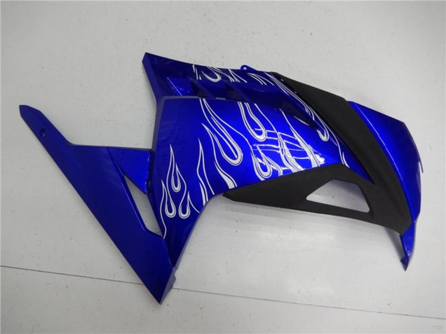Billigste Kawasaki Ninja 300 EX300R Motorrad Verkleidung 2013-2024 - Blau Schwarz Weiss Flamme