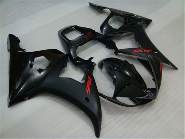 Billigste Yamaha YZF R6 Motorrad Verkleidung 2003-2004 - Glanzendes Schwarz Matt Schwarz Rot Aufkleber