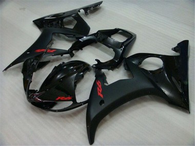 Billigste Yamaha YZF R6 Motorrad Verkleidung 2003-2004 - Glanzendes Schwarz Matt Schwarz Rot Aufkleber