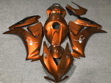 Billigste Honda CBR1000RR Motorrad Verkleidung 2012-2016 - Dunkel Orange Glanzendes Schwarz