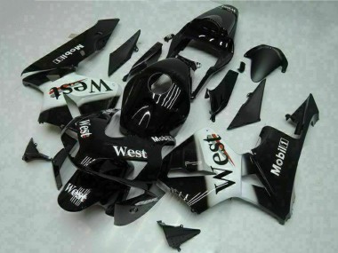 Billigste Honda CBR600RR Motorrad Verkleidung 2003-2004 - Glanzendes Schwarz Weiss West Mobil