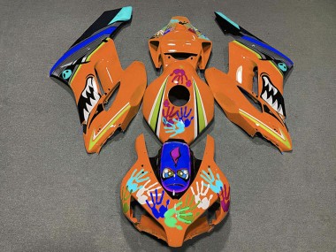Billigste Honda CBR1000RR Motorrad Verkleidung 2004-2005 - Orange Blau Schwarz Hai