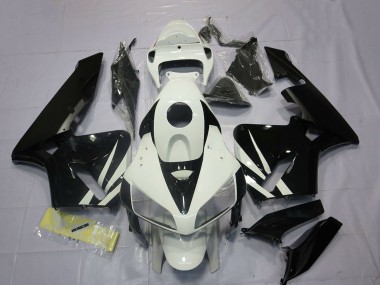 Billigste Honda CBR600RR Motorrad Verkleidung 2005-2006 - Weiss Glanzendes Schwarz
