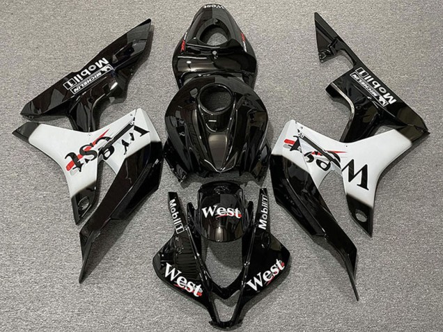 Billigste Honda CBR600RR Motorrad Verkleidung 2007-2008 - Glanzendes Schwarz Weiss West Stil
