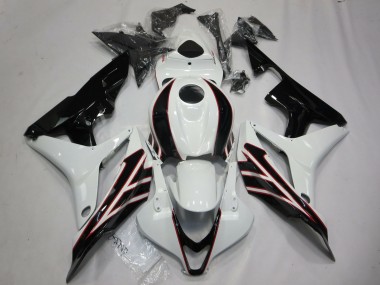Billigste Honda CBR600RR Motorrad Verkleidung 2007-2008 - Weiss Glanzendes Schwarz OEM Stil
