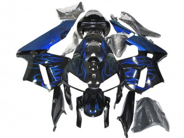 Billigste Honda CBR600RR Motorrad Verkleidung 2005-2006 - Glanzendes Schwarz Blau Flamme