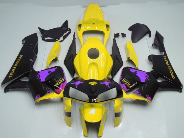 Billigste Honda CBR600RR Motorrad Verkleidung 2005-2006 - Glanzendes Schwarz Gelb Lila Spritzer