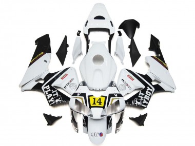 Billigste Honda CBR600RR Motorrad Verkleidung 2003-2004 - Weiss Gelb Glanzendes Schwarz Playboy 14
