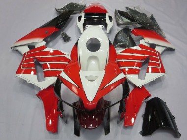 Billigste Honda CBR600RR Motorrad Verkleidung 2005-2006 - Weiss Rot Schwarz Large Streifen