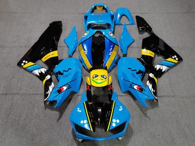 Billigste Honda CBR600RR Motorrad Verkleidung 2013-2023 - Blau Gelb Glanzendes Schwarz Hai