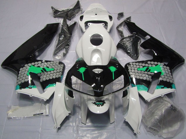 Billigste Honda CBR600RR Motorrad Verkleidung 2005-2006 - Turkis Spritzer on Glanzendes Schwarz