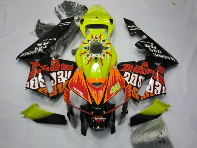 Billigste Honda CBR600RR Motorrad Verkleidung 2005-2006 - Vibrant Gelb Schwarz Rossi