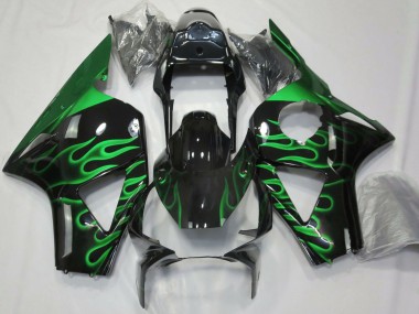 Billigste Honda CBR954RR Motorrad Verkleidung 2002-2003 - Glanzendes Schwarz Grun Flamme