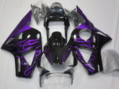 Billigste Honda CBR954RR Motorrad Verkleidung 2002-2003 - Glanzendes Schwarz Lila Flamme