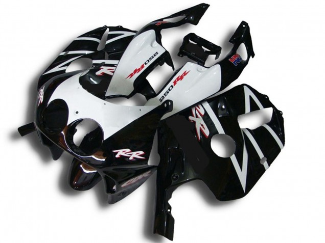 Billigste Honda CBR250RR Motorrad Verkleidung 1990-1998 - Glanzendes Schwarz Weiss RR