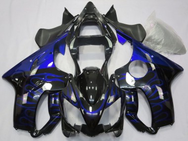 Billigste Honda CBR600 F4i Motorrad Verkleidung 2001-2003 - Glanzendes Schwarz Blau Flamme