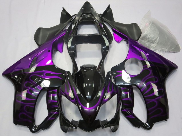 Billigste Honda CBR600 F4i Motorrad Verkleidung 2001-2003 - Glanzendes Schwarz Lila Flamme