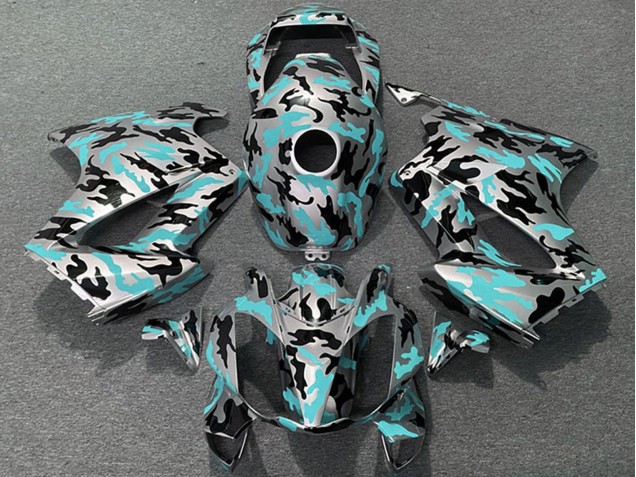 Billigste Honda VFR 800 Motorrad Verkleidung 2002-2013 - Blau Grun Camouflage