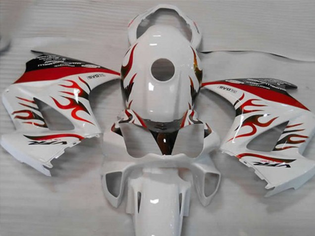 Billigste Honda VFR 800 Motorrad Verkleidung 2002-2013 - Weiss Rot Flamme