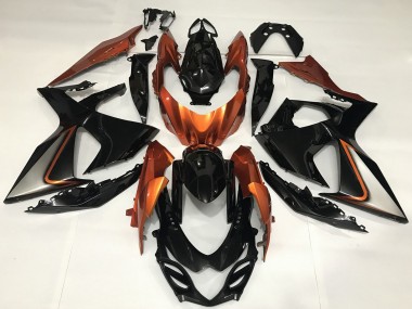 Billigste Suzuki GSXR 1000 Motorrad Verkleidung 2009-2016 - Glanzendes Schwarz und Shiny Orange