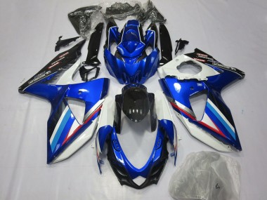 Billigste Suzuki GSXR 600 / GSXR 750 Motorrad Verkleidung 2008-2010 - Blau Weiss Glanzendes Schwarz Rot
