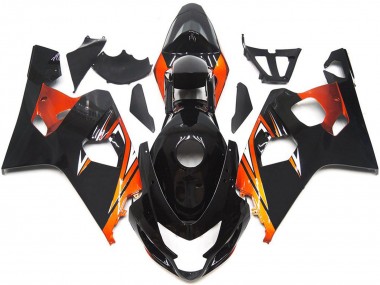 Billigste Suzuki GSXR 600 / GSXR 750 Motorrad Verkleidung 2004-2005 - Glanzendes Schwarz Orange OEM Stil