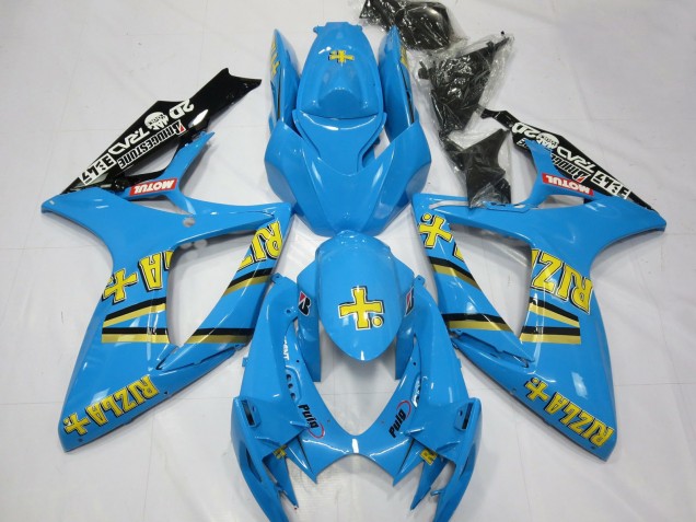 Billigste Suzuki GSXR 600 / GSXR 750 Motorrad Verkleidung 2006-2007 - Hellblau Schwarz Gelb Rizla