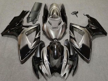 Billigste Suzuki GSXR 600 / GSXR 750 Motorrad Verkleidung 2006-2007 - Dunkel Silber Glanzendes Schwarz
