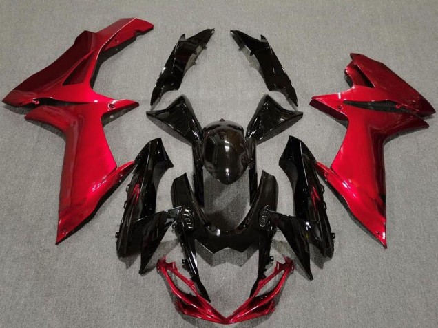 Billigste Suzuki GSXR 600 / GSXR 750 Motorrad Verkleidung 2011-2024 - Rot Glanzendes Schwarz